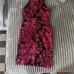 Floral Sequin Dress in Pink and Black
